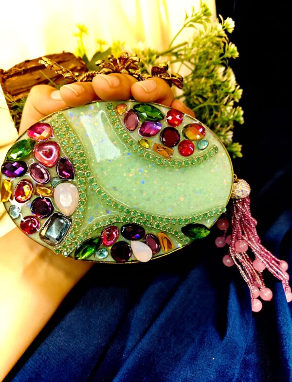 Resin with stone handmade clutch