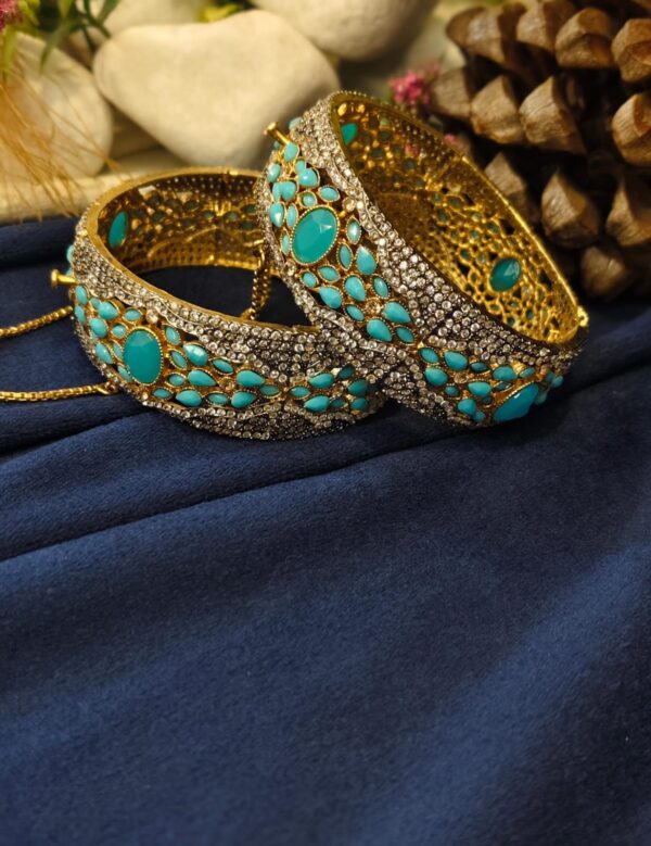 RP jarao heavy bangles with gold polish light blue - Image 3