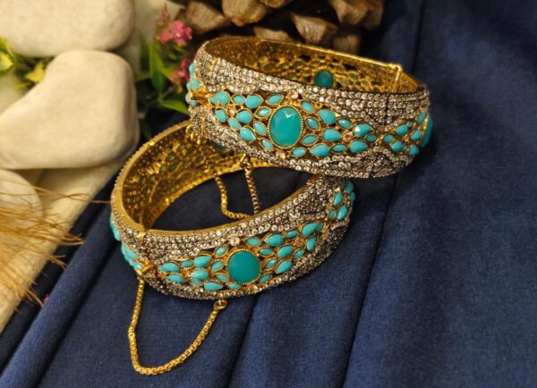 RP jarao heavy bangles with gold polish light blue - Image 2