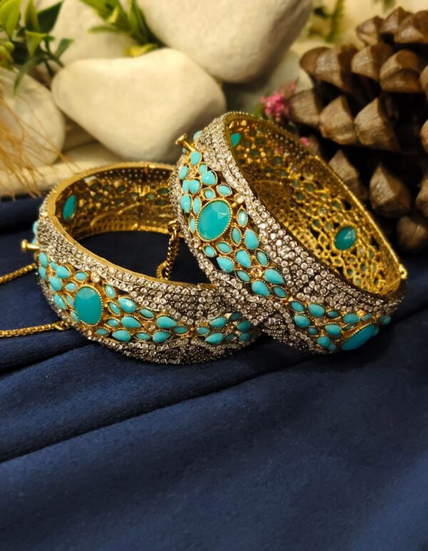 RP jarao heavy bangles with gold polish light blue