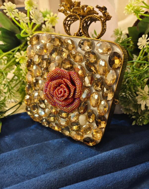 Pink flower handmade clutch