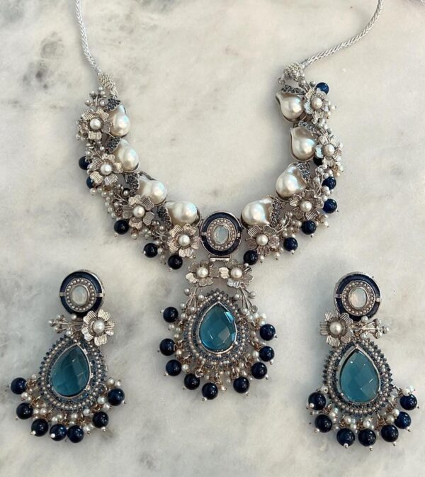 Desinger Handmade heavy set with Mother of Pearl Aqua