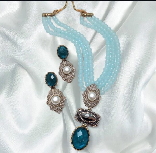 Jarao Mala handmade dublet stone ice blue with aqua