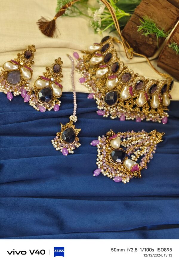 Beautiful designer mother of pearl bridal collar - Image 3
