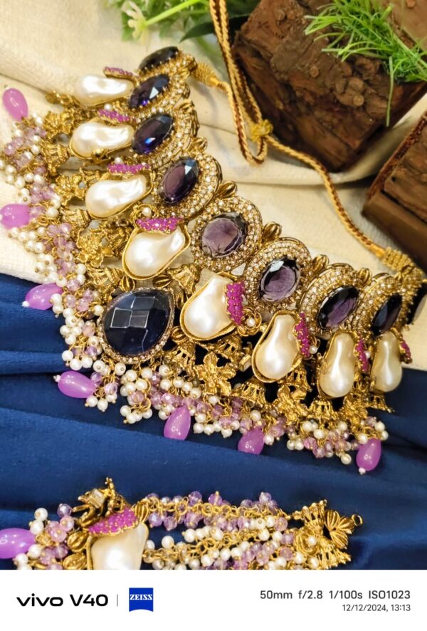 Beautiful designer mother of pearl bridal collar - Image 4