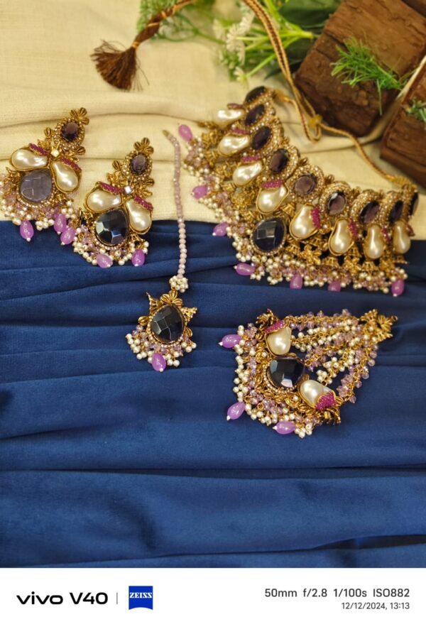 Beautiful designer mother of pearl bridal collar - Image 6
