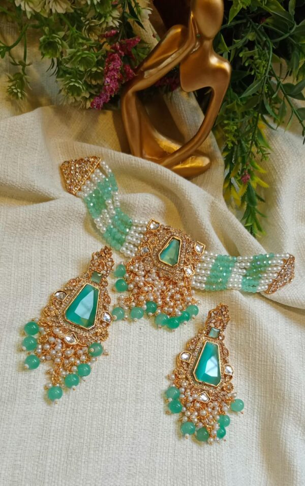 Choker with heavy earrings pearl - Image 3